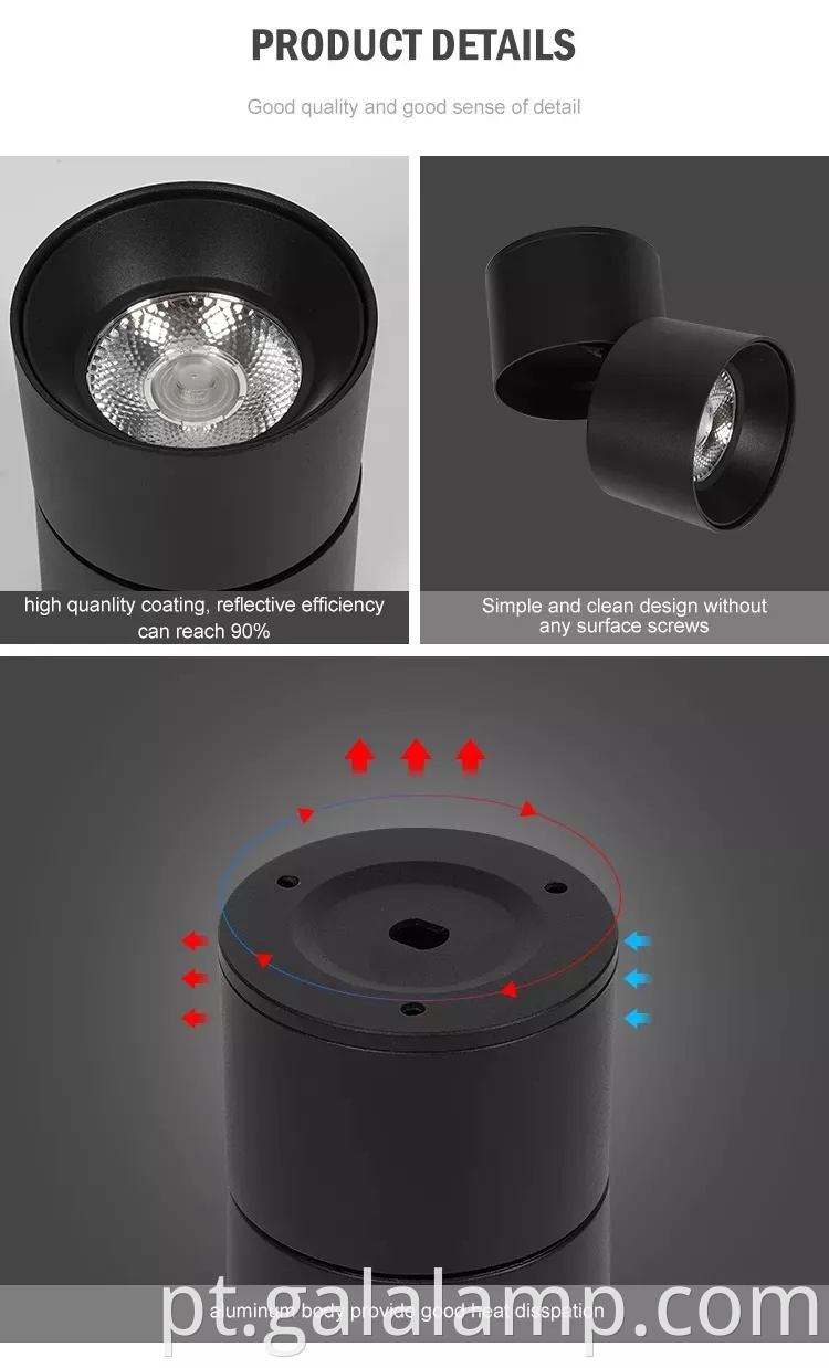 Luz de trilha dobrável montada na superfície moderna para espaços de varejo
